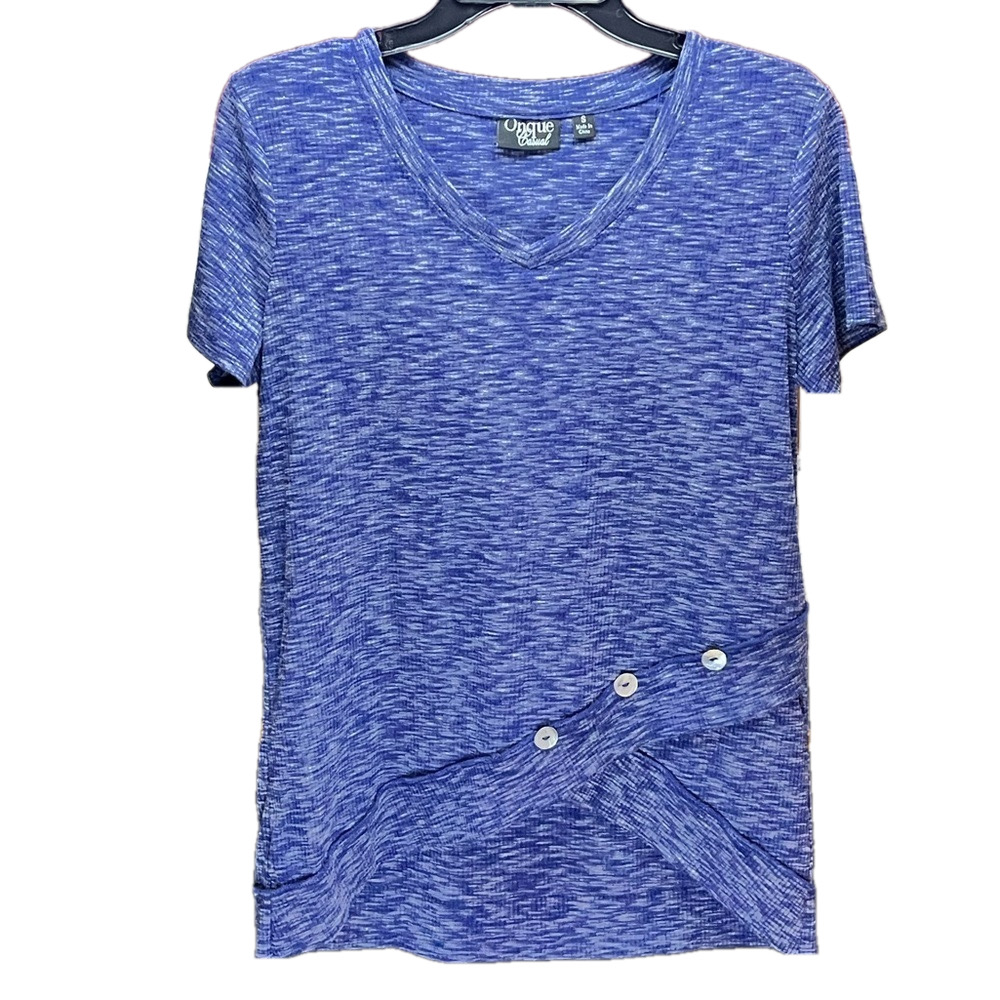 Onque Casual Top small Button Embellishments Md Blue